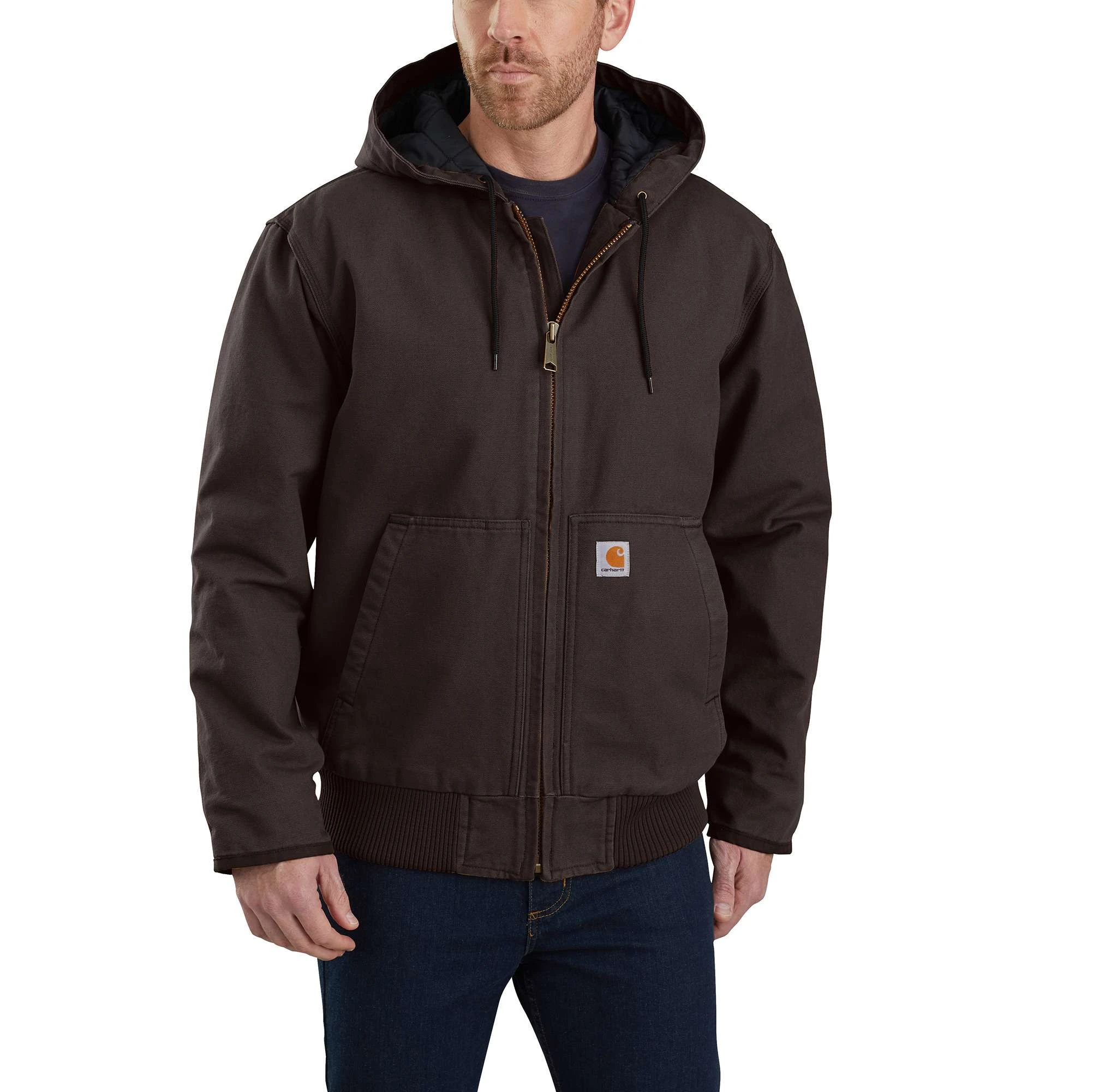 Men's J130 Loose Fit Washed Duck Insulated Active Jacket - Large - Dark Brown