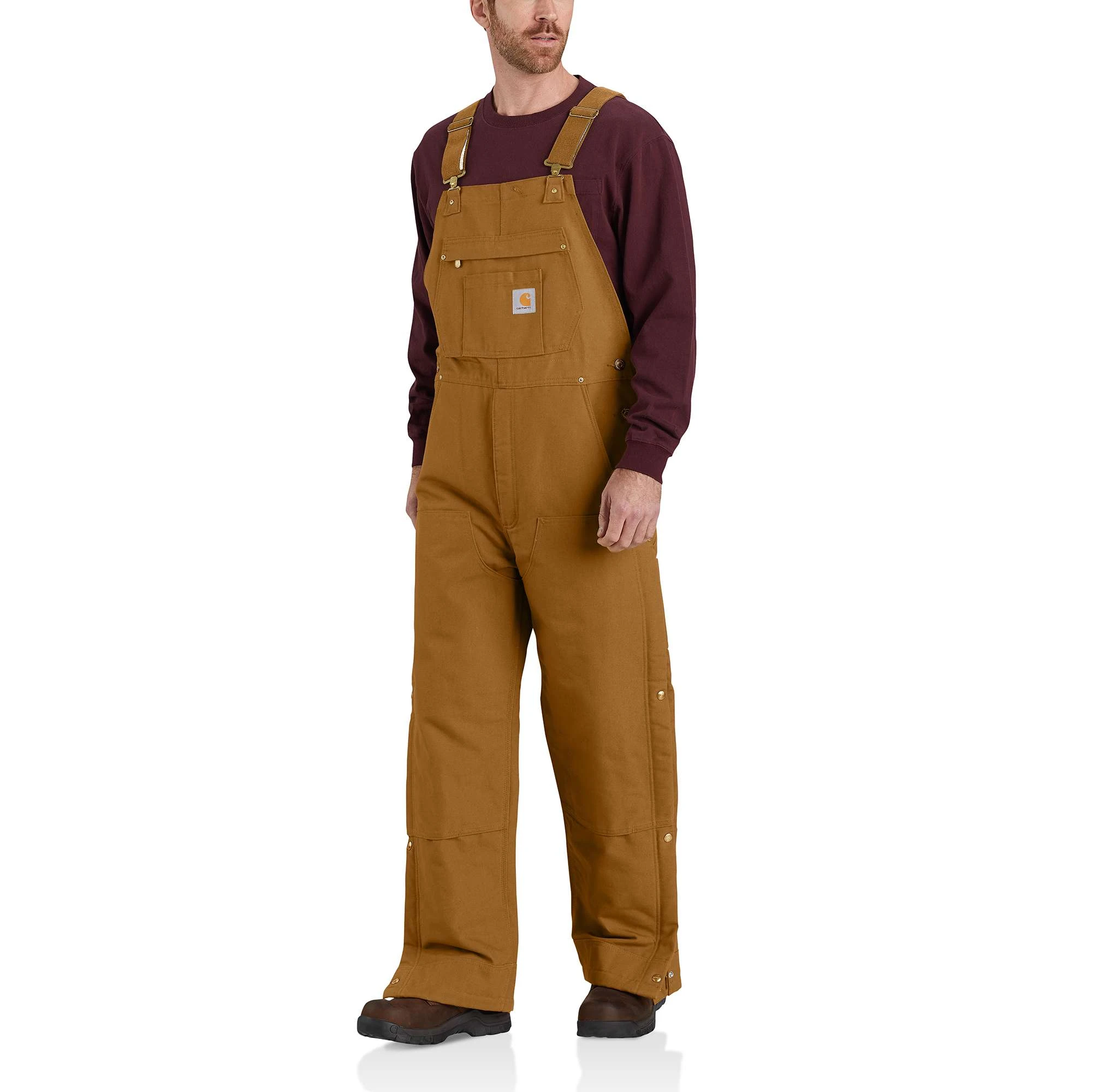 Men's Loose Fit Firm Duck Insulated Bib Overall - Carhartt Brown - Medium