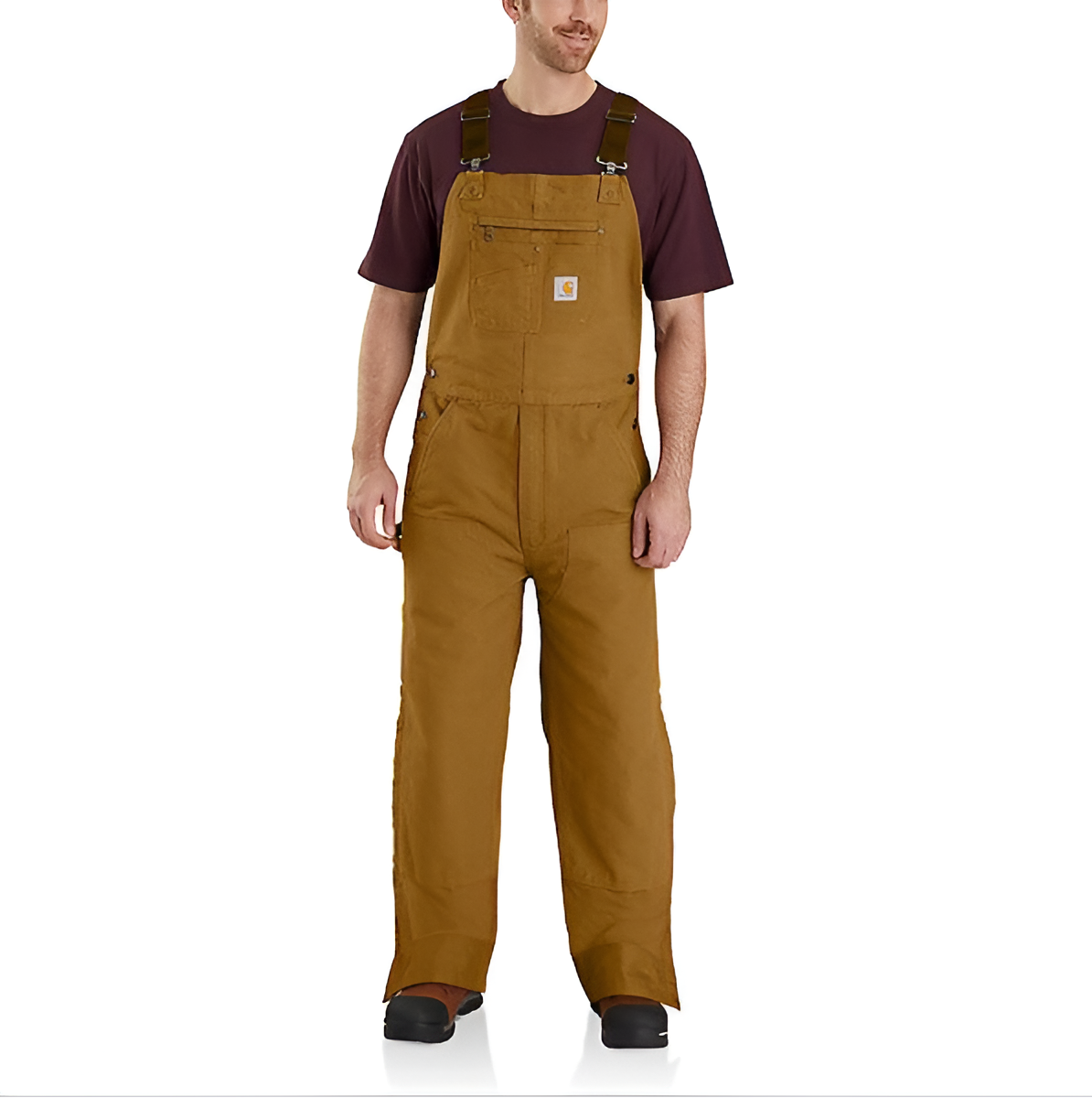 Men's 2xl Loose Fit Washed Duck Insulated Bib Overall - Carhartt Brown