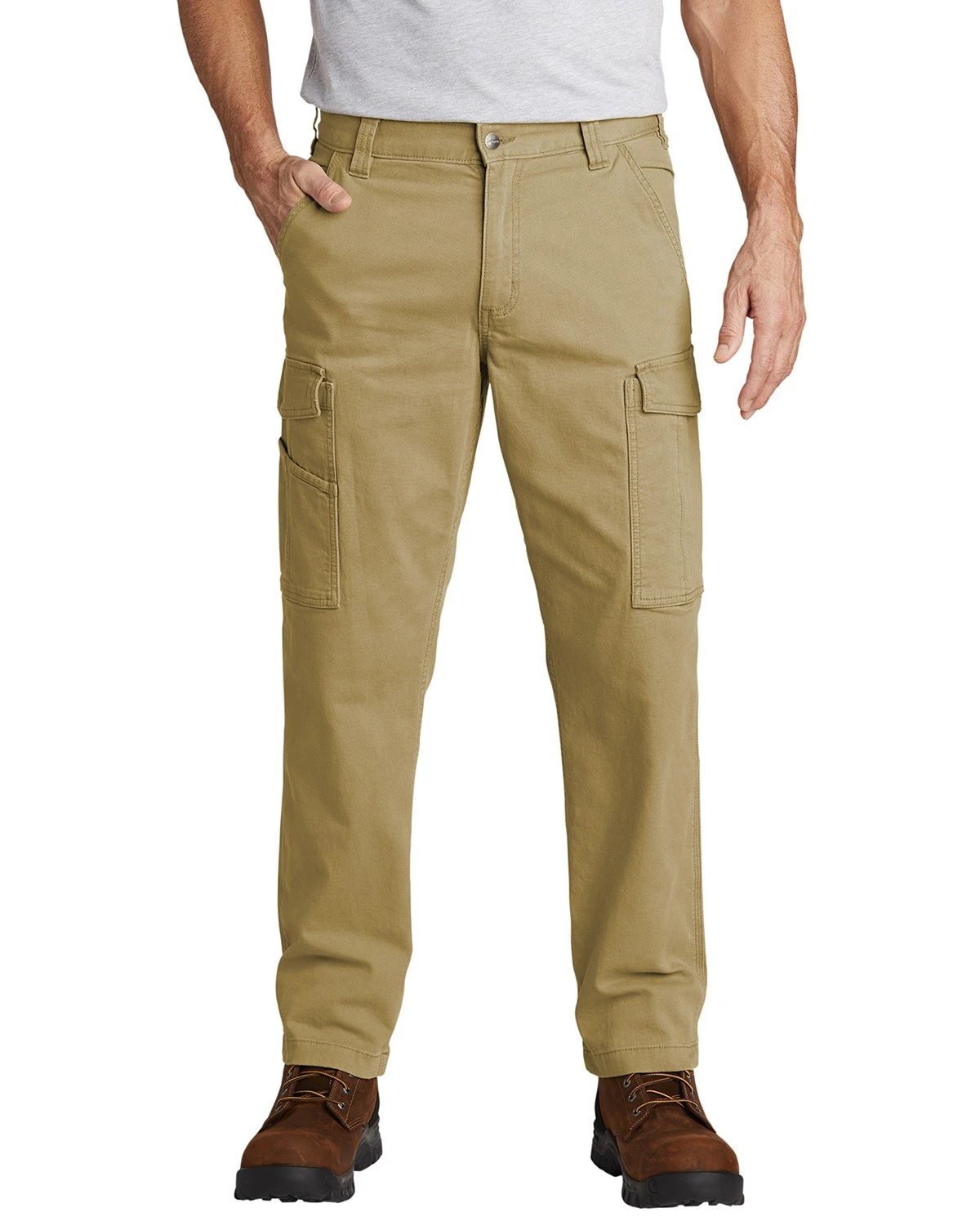 Men's Rugged Flex Relaxed Fit Canvas Cargo Work Pant - W42 X L30 - Dark Khaki