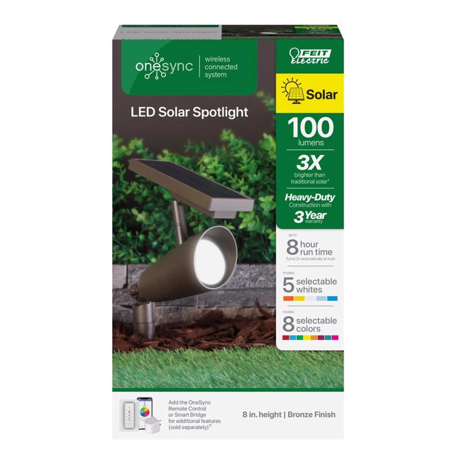 3010211 100 watt LED OneSync Bronze Solar Powered & Remote Spotlight
