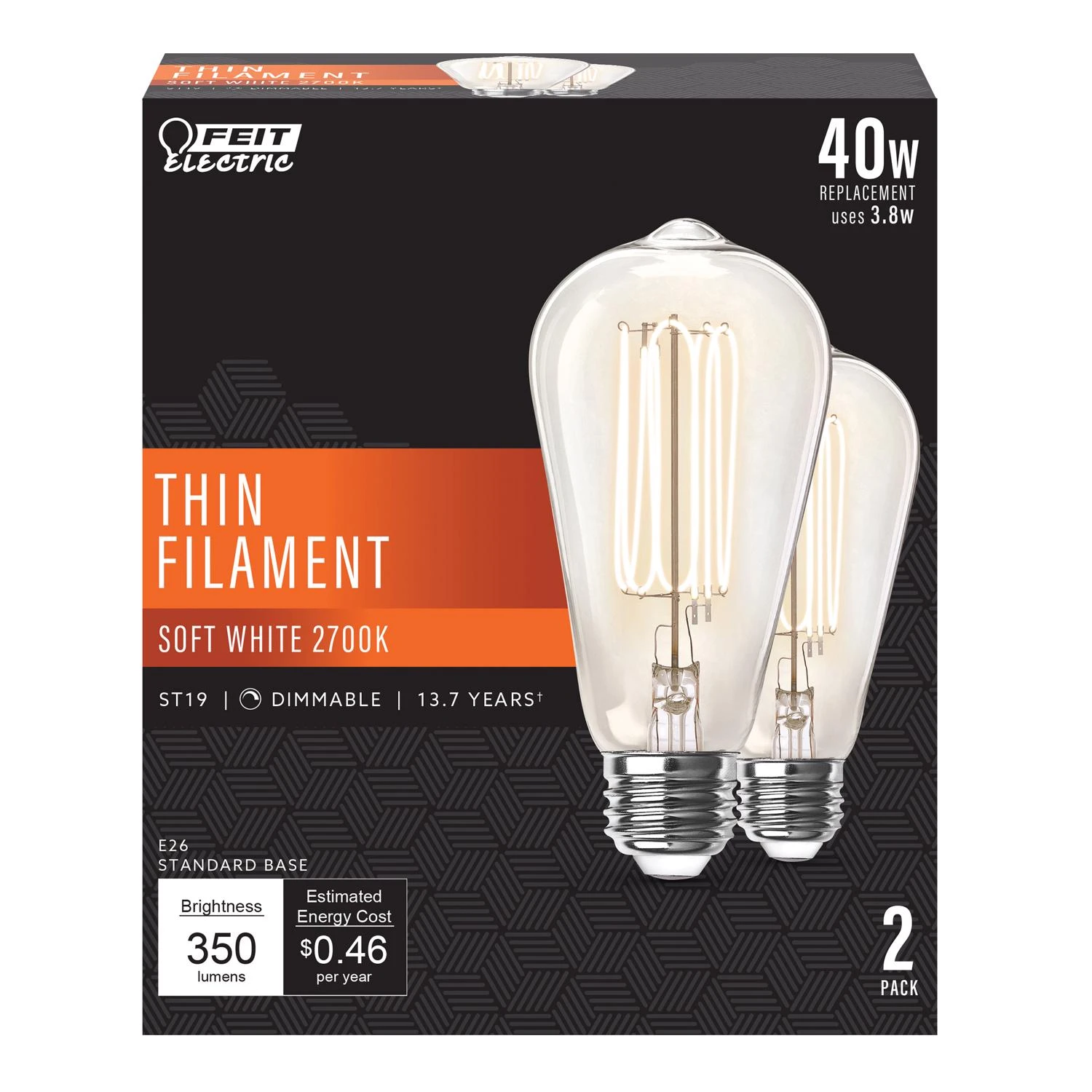 3011407 40W Equivalence ST19 E26 Filament LED Bulb&#44; Soft White - Medium
