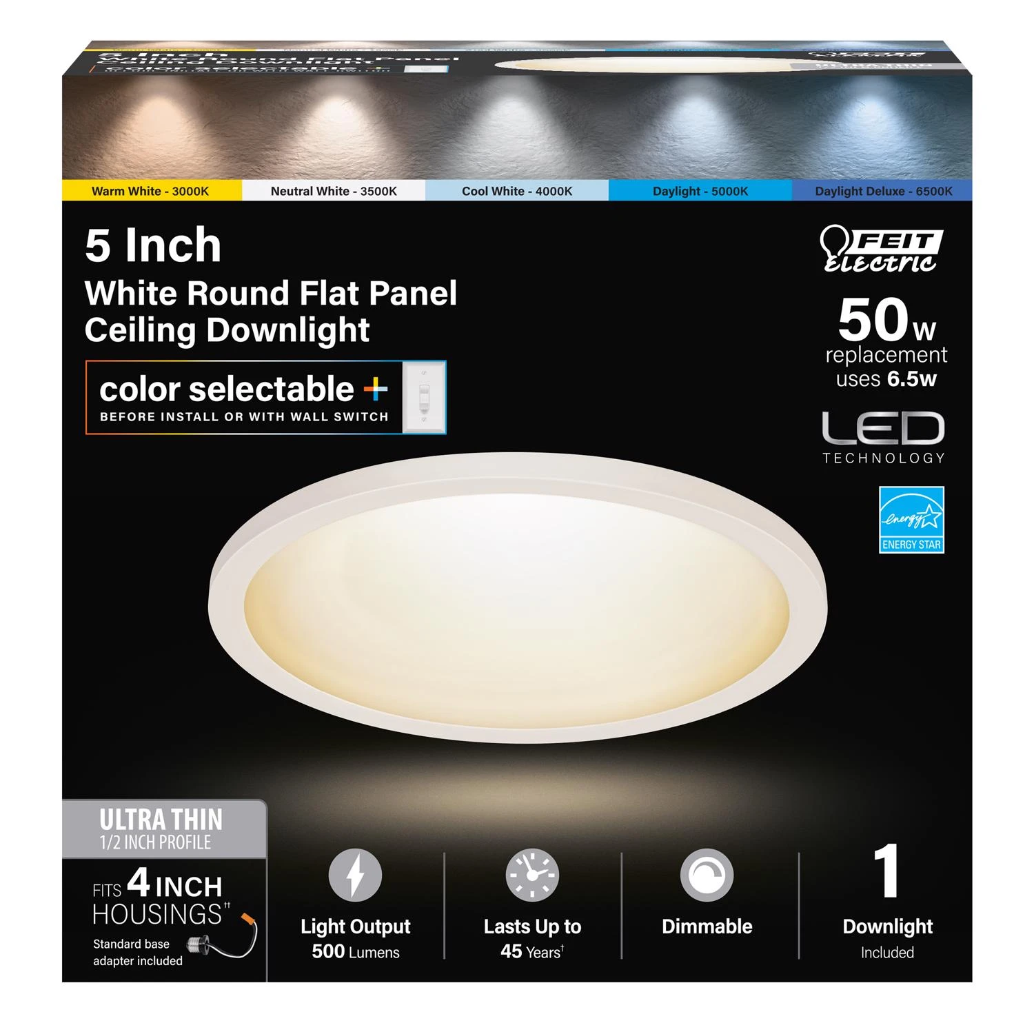 Edgelit Frost White 4 In. W Aluminum Led Retrofit Recessed Lighting 6.5 W