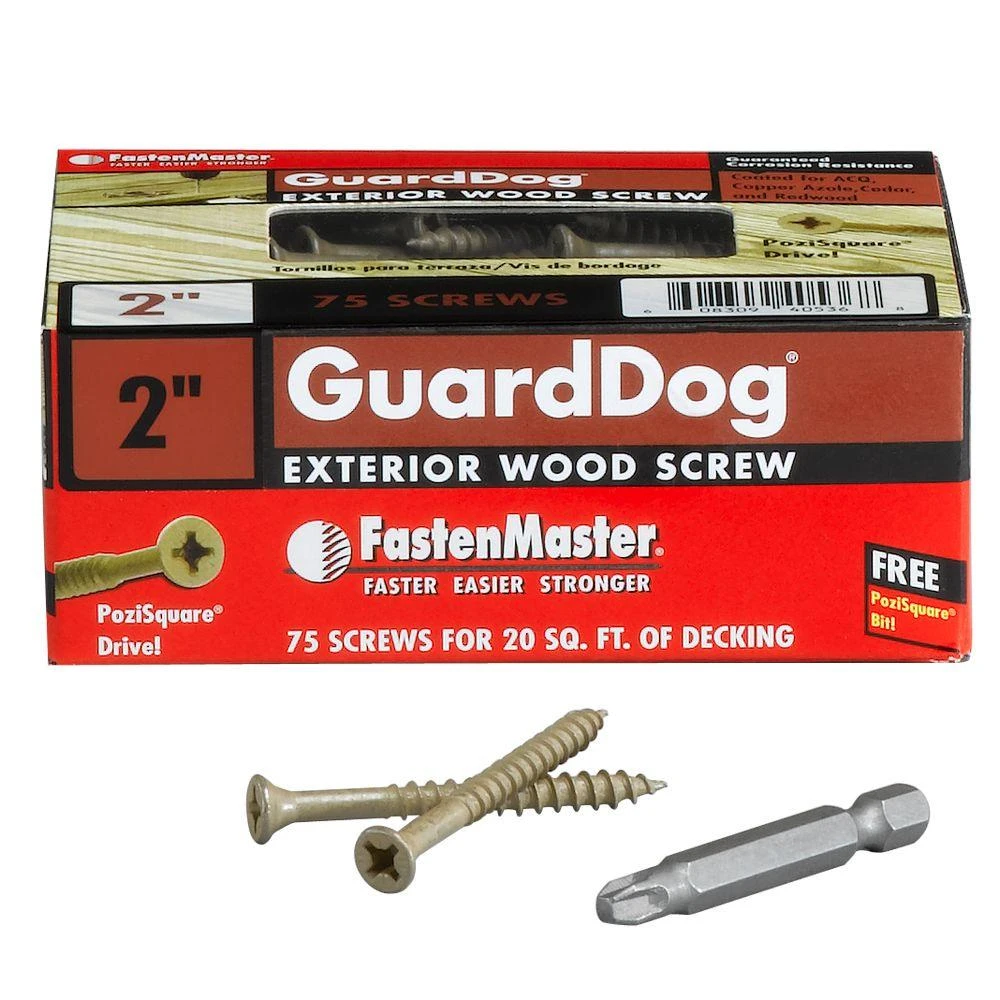 Deck Screws With Bit, Gold, 2 In., 75-Pk.