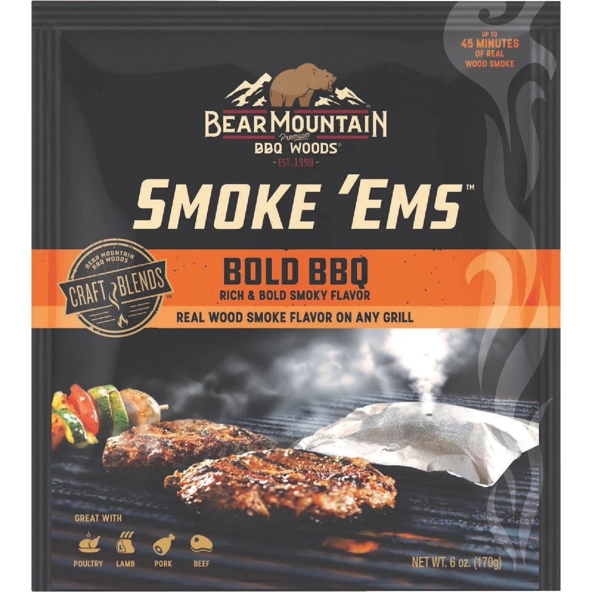 Smoke 'Ems Hardwood Pellet Pouch, Bold BBQ Flavor, 6 oz.