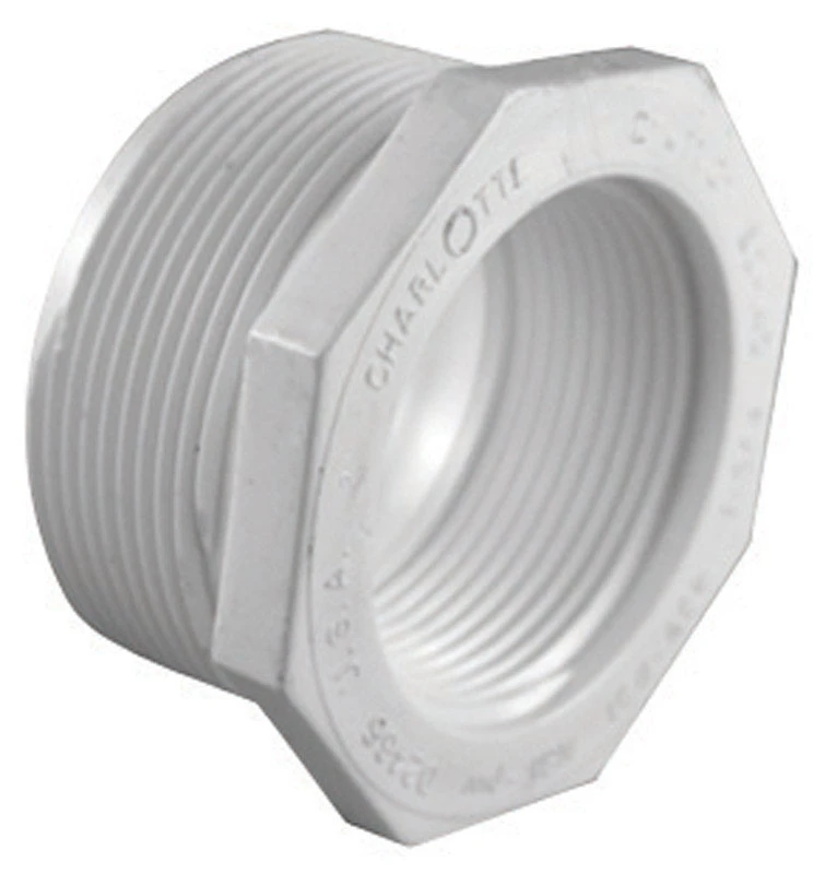 Schedule 40 PVC Reducing Bushing, 2 x 1-1/4 In., Male x Female