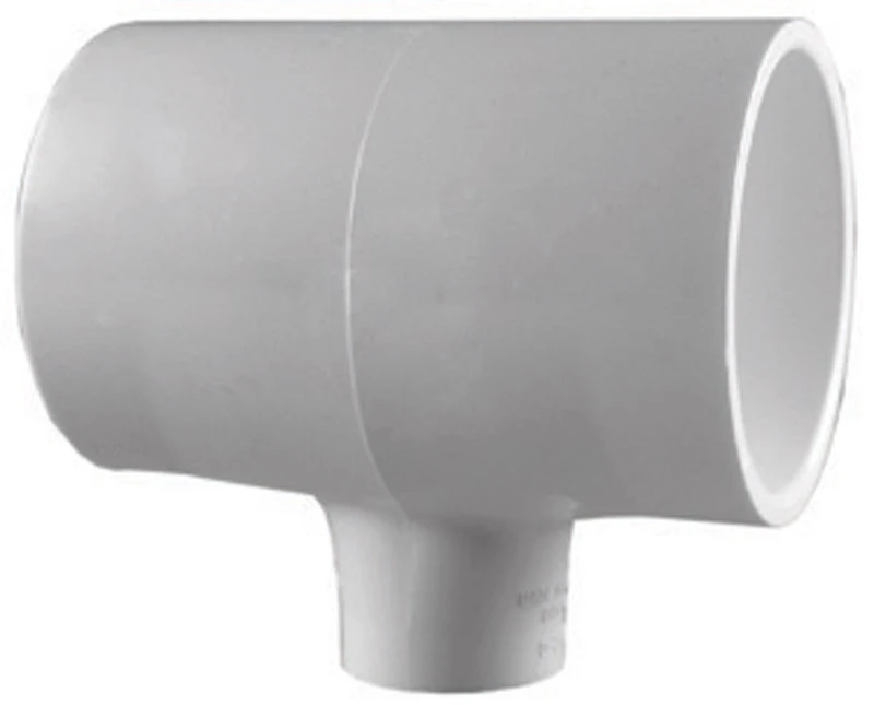 Schedule 40 PVC Reducing Tee, White, 1-1/4 x 1-1/4 x 1 In., Slip x Slip x Slip