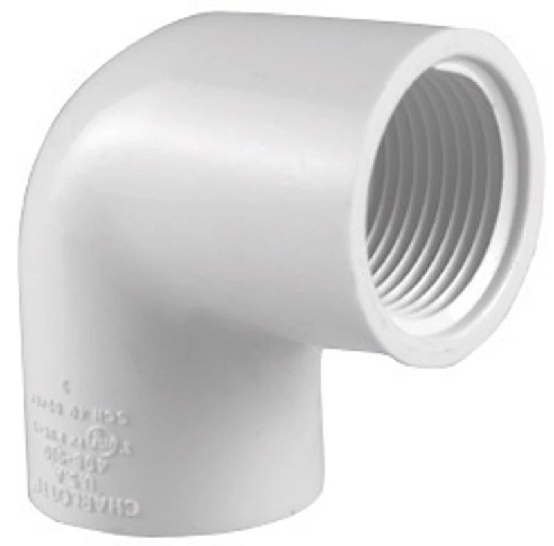 Schedule 40 90-Degree Pipe Elbow, Female x Female Thread, White, 3/4 In.