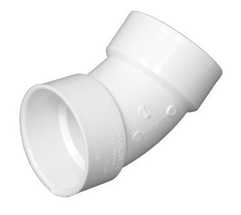 Schedule 40 DWV PVC Pipe Fitting, Sanitary Elbow, 45 Degree, 1-1/4 In.