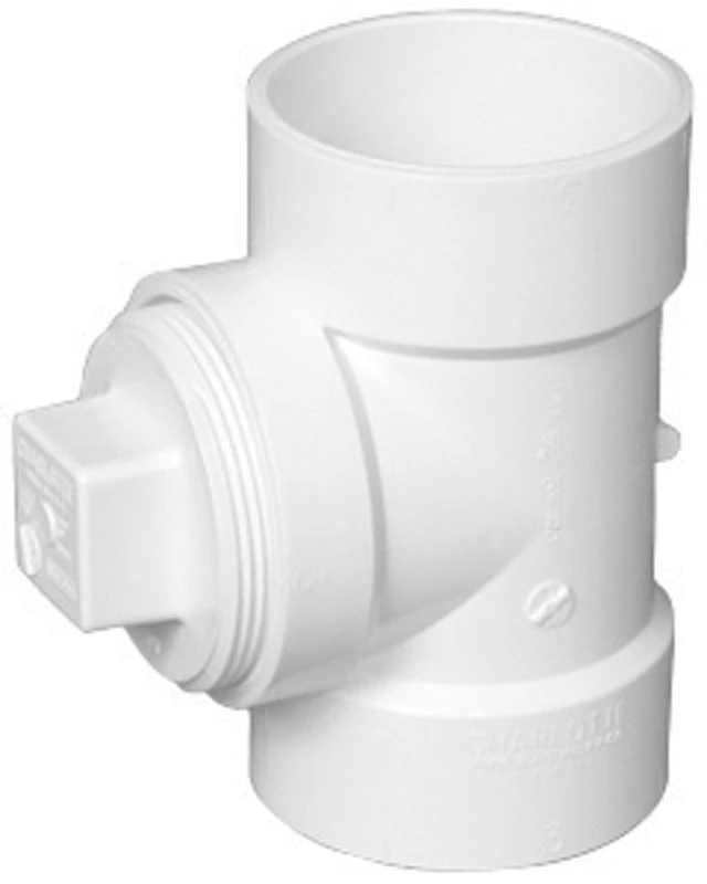 Schedule 40 DWV PVC Test Tee With Cleanout Plug, 3 In.