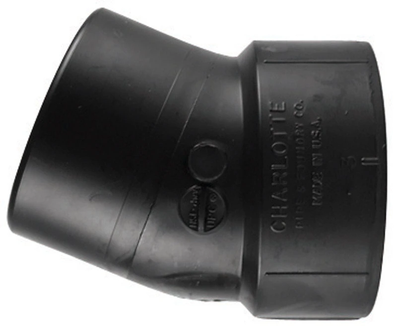 ABS Drain Waste Vent 22.5 Degree Street Elbow, Spigot by Hub, 2 Inch