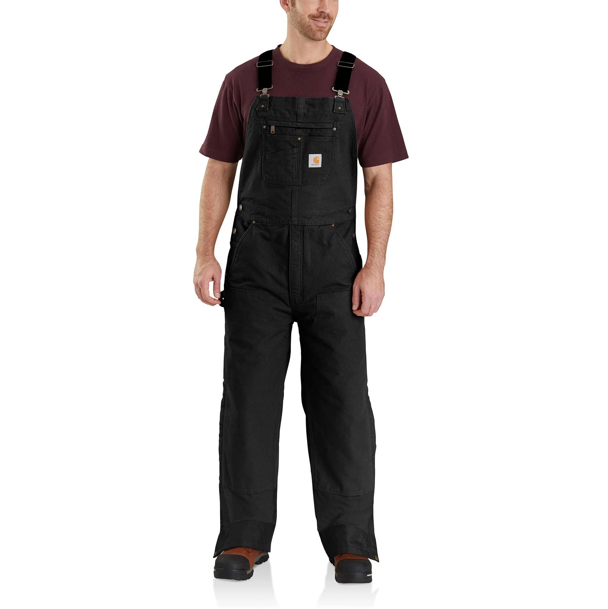 Men's 3x-large Black Loose Fit Washed Duck Insulated Bib Overalls