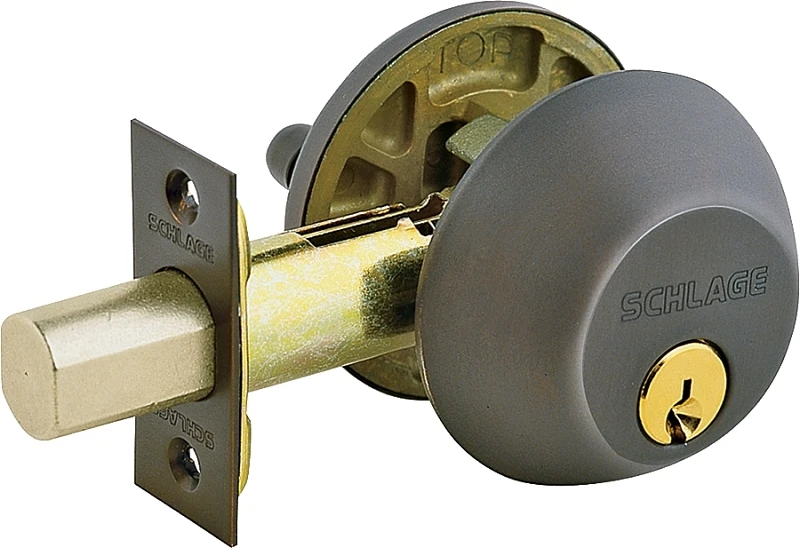 Single-Cylinder Deadbolt Lock in Aged Bronze Finish