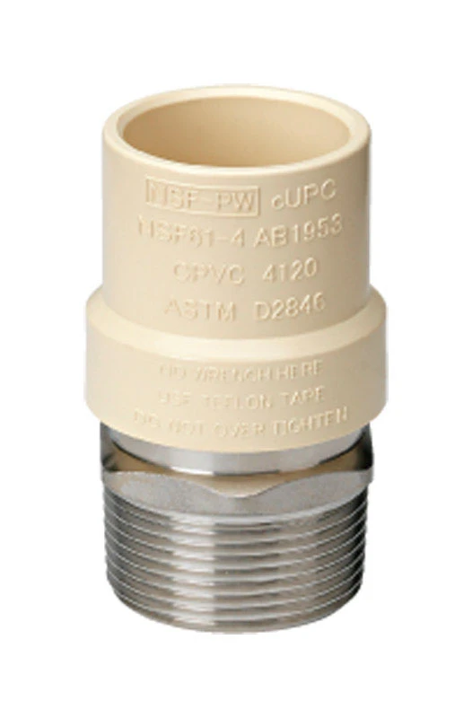 Chlorinated Polyvinyl Chloride Pipe Transition Adapter, 1/2 Inch Male Iron Pipe Thread
