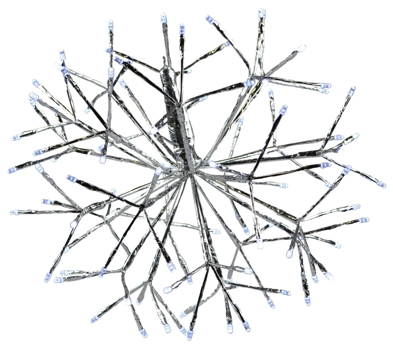 16-inch Led Shimmering Sphere With Silver Wire Branches And Pure White Twinkling Bulbs