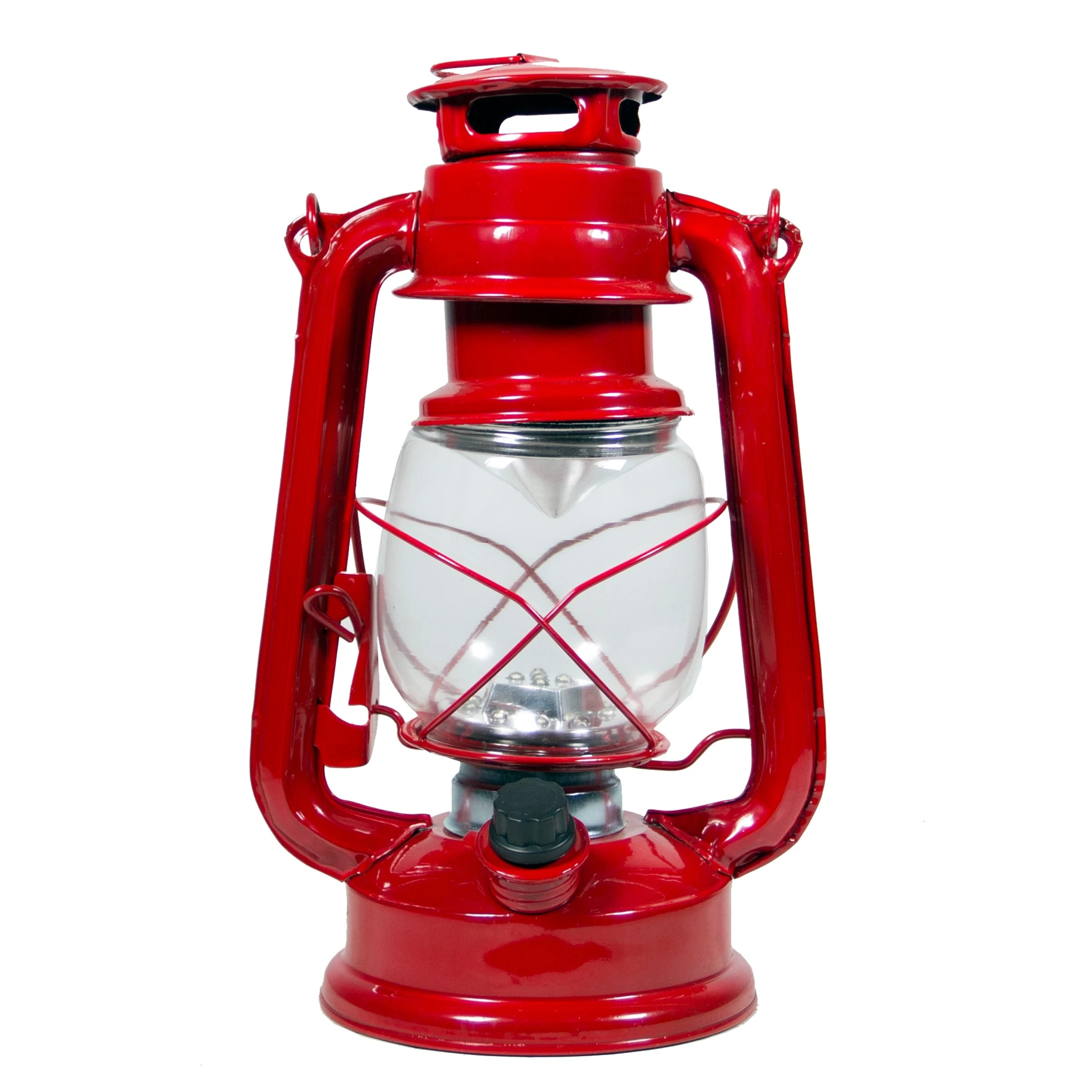 Alpine Corporation 10 in. H Indoor/Outdoor Metal and Glass Hurricane Lantern with Dimmable LED Lights, Red
