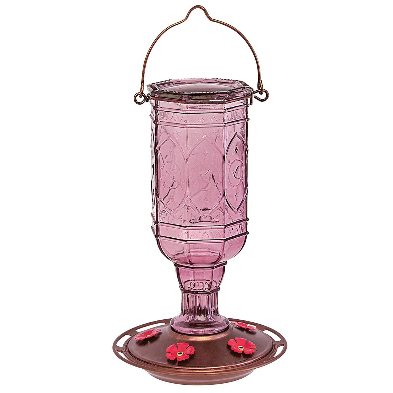 Jewel 20 Oz. Purple Glass Hummingbird Feeder With 5 Ports