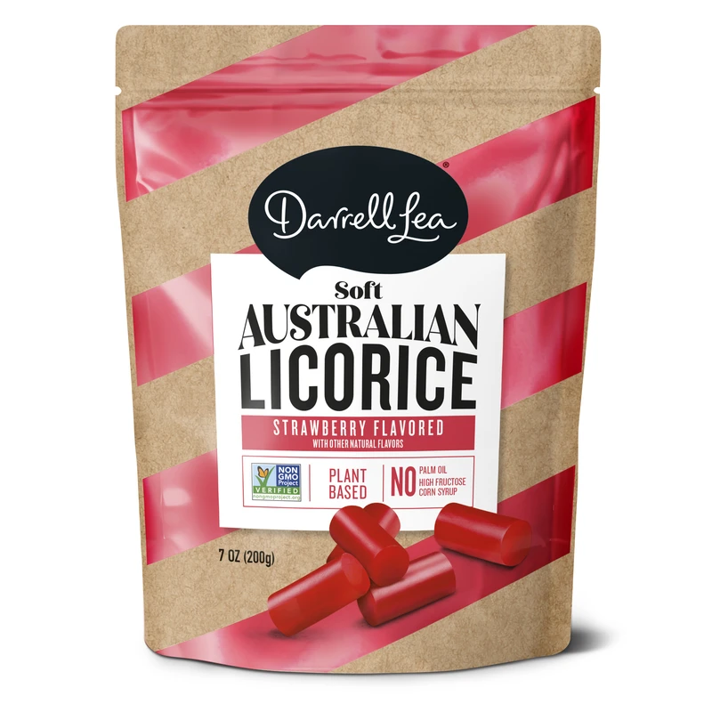 Strawberry Flavor 7 Oz. Soft Australian Licorice - All Natural, Vegetarian, Kosher