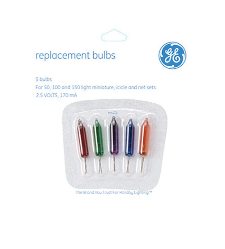 GE Incandescent Mini Replacement Bulb Multicolored 5 pk