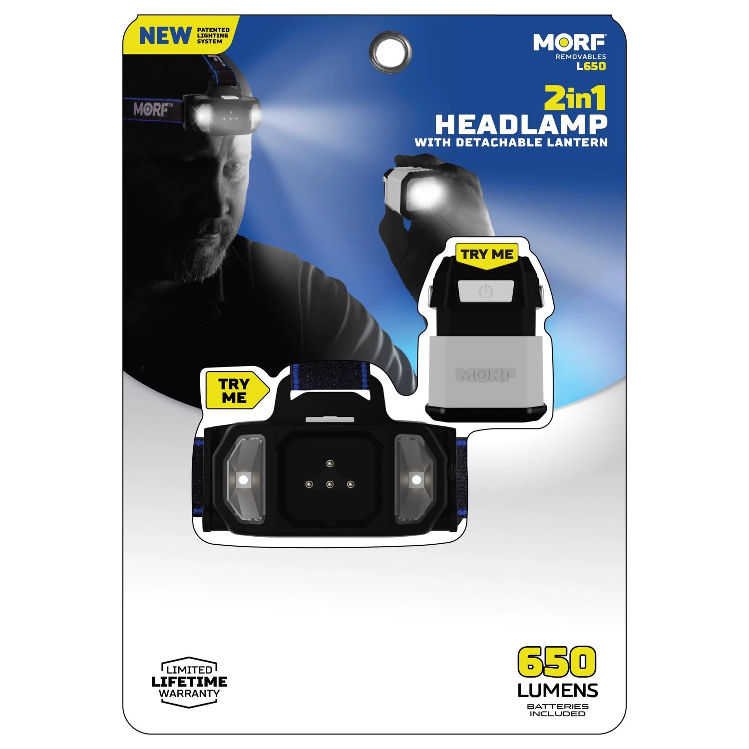Detachable Headlamp with 650 Lumens Brightness, Adjustable Beam, Lightweight Design