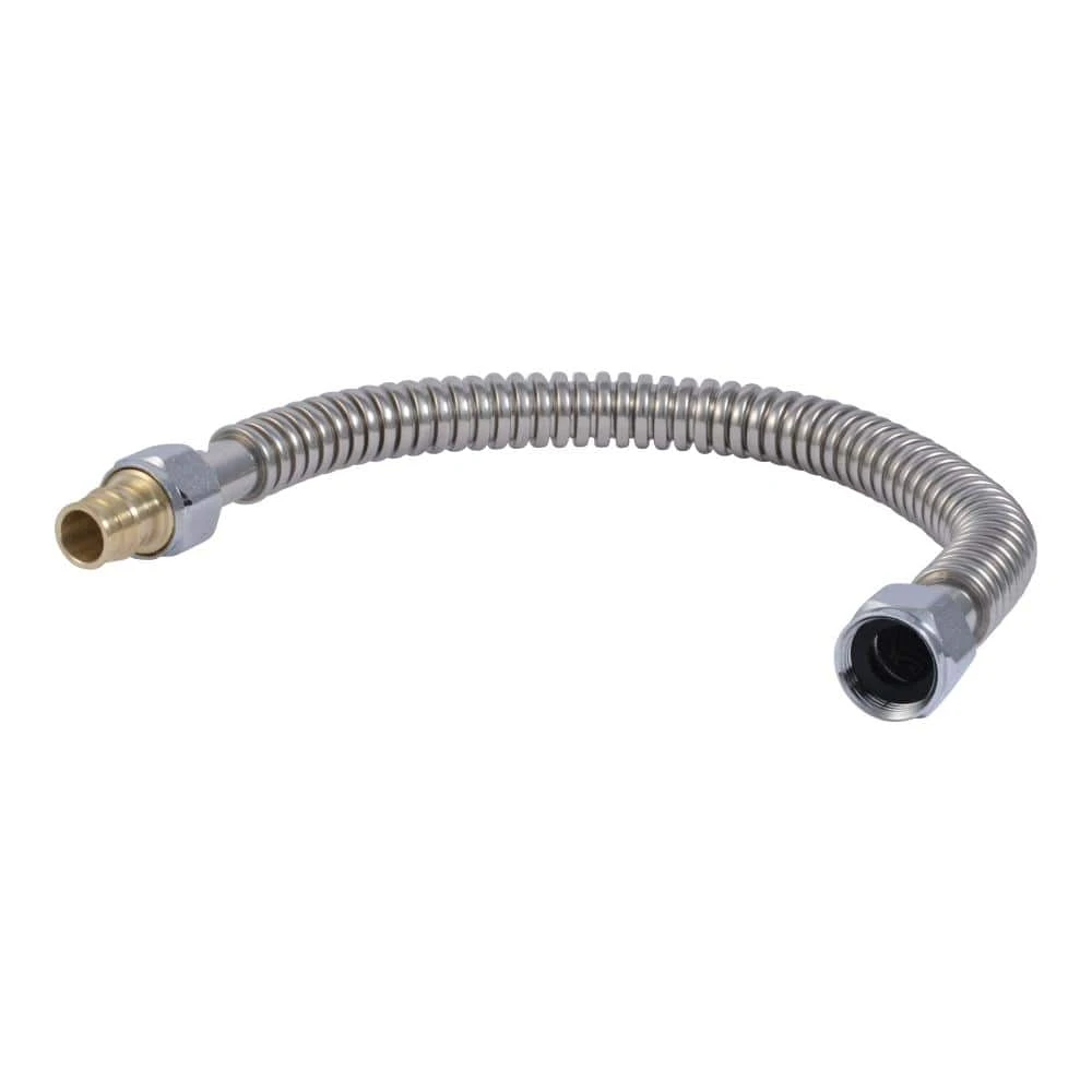 PEXA Flexible Stainless Steel Water Heater Connector, 3/4 Inch Brass Expansion by 3/4 Inch Female Iron Pipe, 18 Inch Length