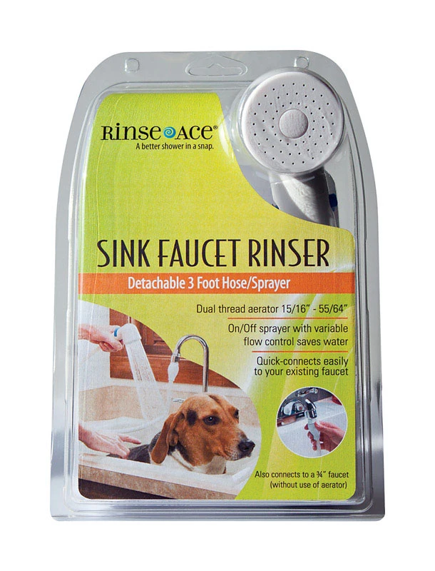 Chrome Metal Sink Faucet Rinser With 3-foot Detachable Hose And Variable Flow Control