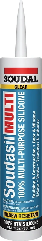 Soudasil Multi-Purpose Silicone Caulk, Clear, 10.1 oz.