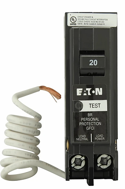 Br 20a Single-pole Self Test Gfci Breaker, 10 Kaic, Model Brn120gf
