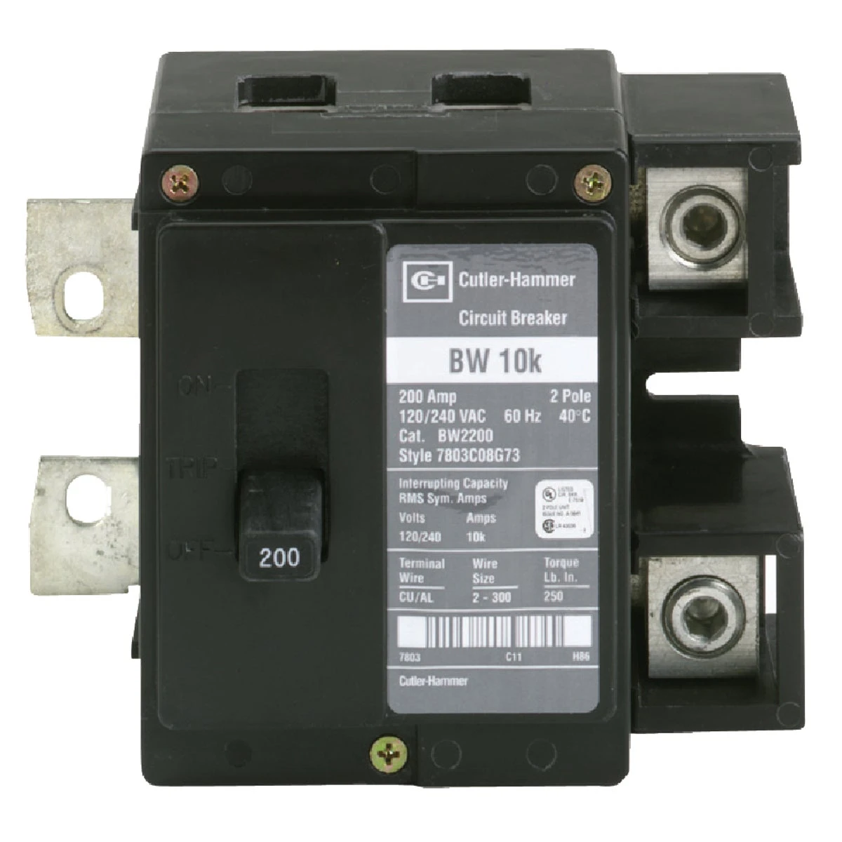 Eaton 200 Amp Double-Pole Circuit Breaker BW2200