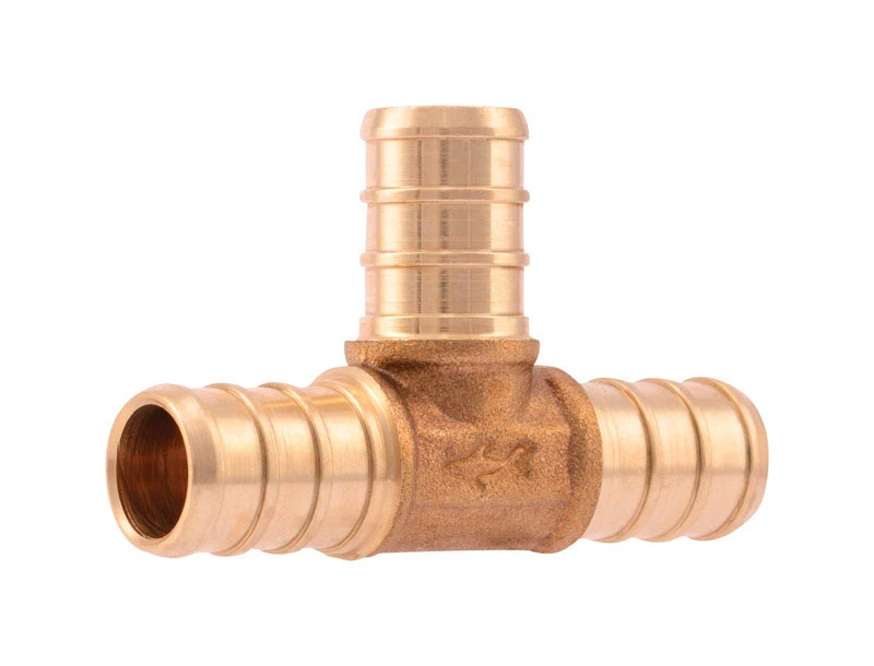 Brass Barb PEX Insert Pipe Tee, Lead-Free, 1/2 In., 25-Pk.
