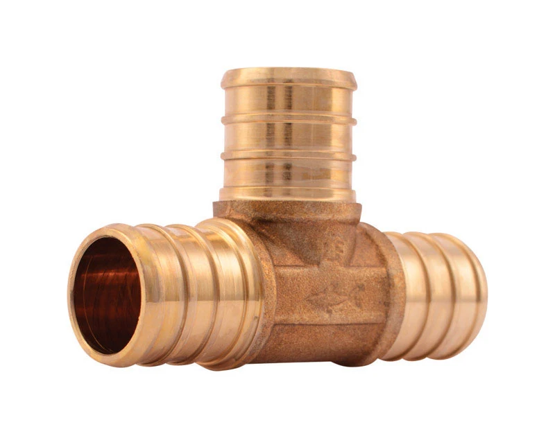 Brass Barb PEX Insert Pipe Tee, Lead-Free, 3/4 In., 25-Pk.