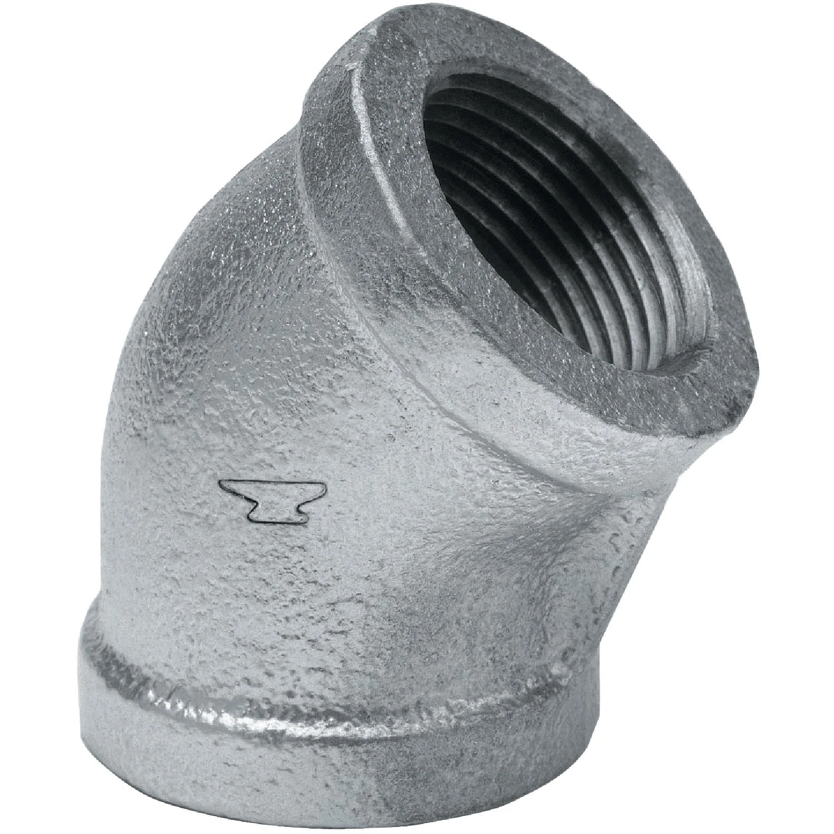 1-1/2 In. 45 Degree Galvanized Malleable Iron Elbow Fitting