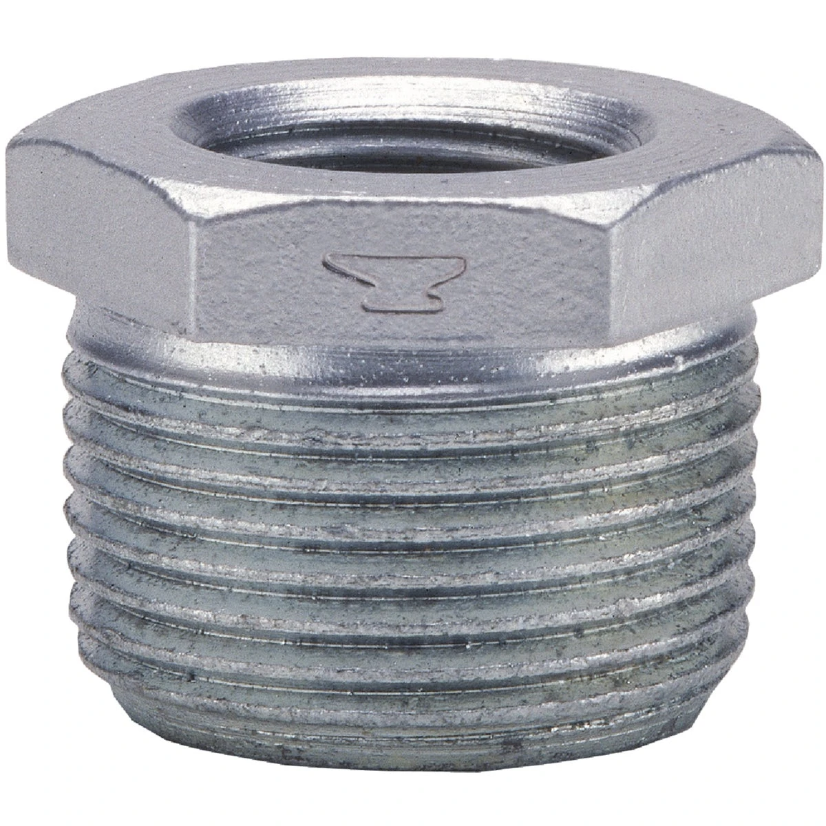 Galvanized Steel Pipe Hex Bushing, 1 and 1/2 Inch by 1 Inch