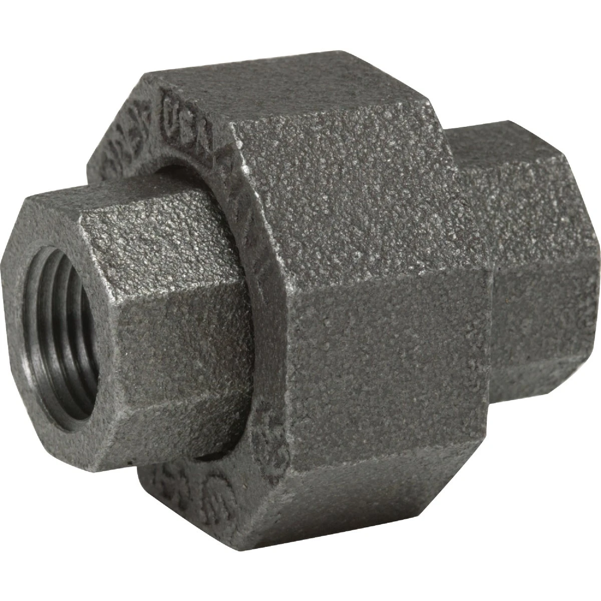 1-1/4 In. Black Malleable Iron Union - Female Threaded Connections