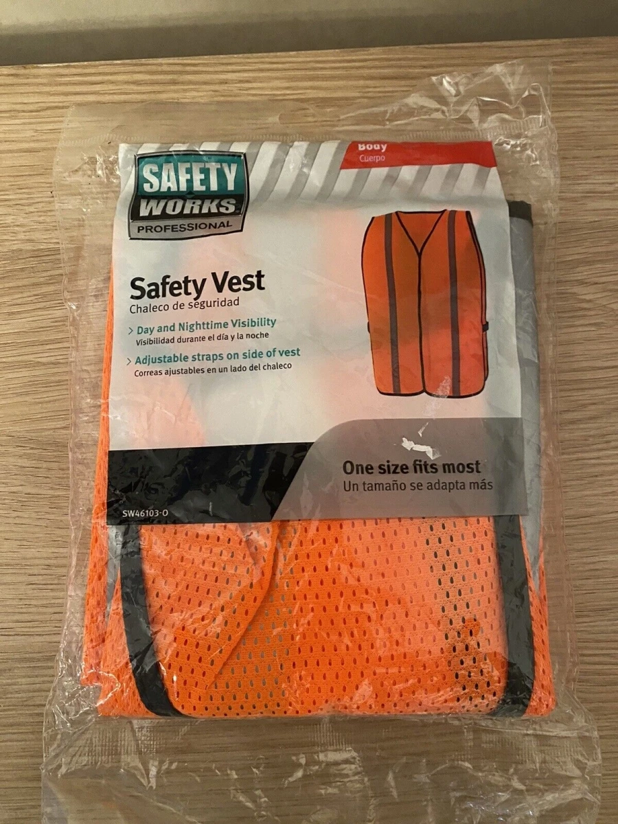 Hi-viz Orange Reflective Safety Vest, One Size Fits Most, Ansi Certified, 1 Pk