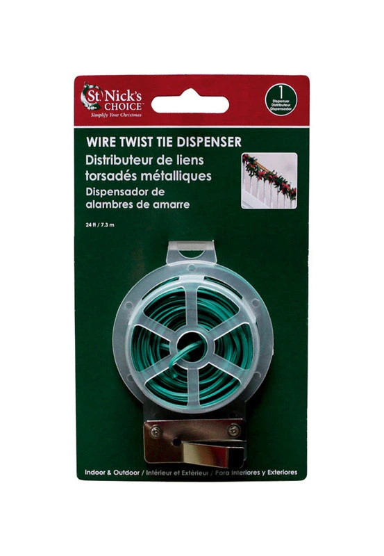 Christmas Wire Tie Dispenser with Cutter, 24 Feet Length