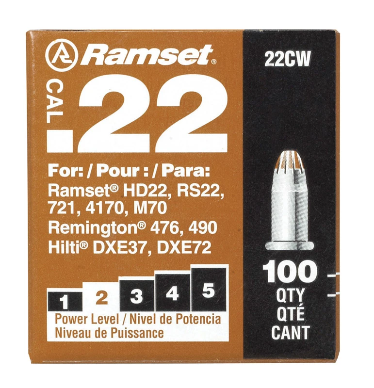 Fastener Load, .22-Cal., Brown Powder, 100-Pk.