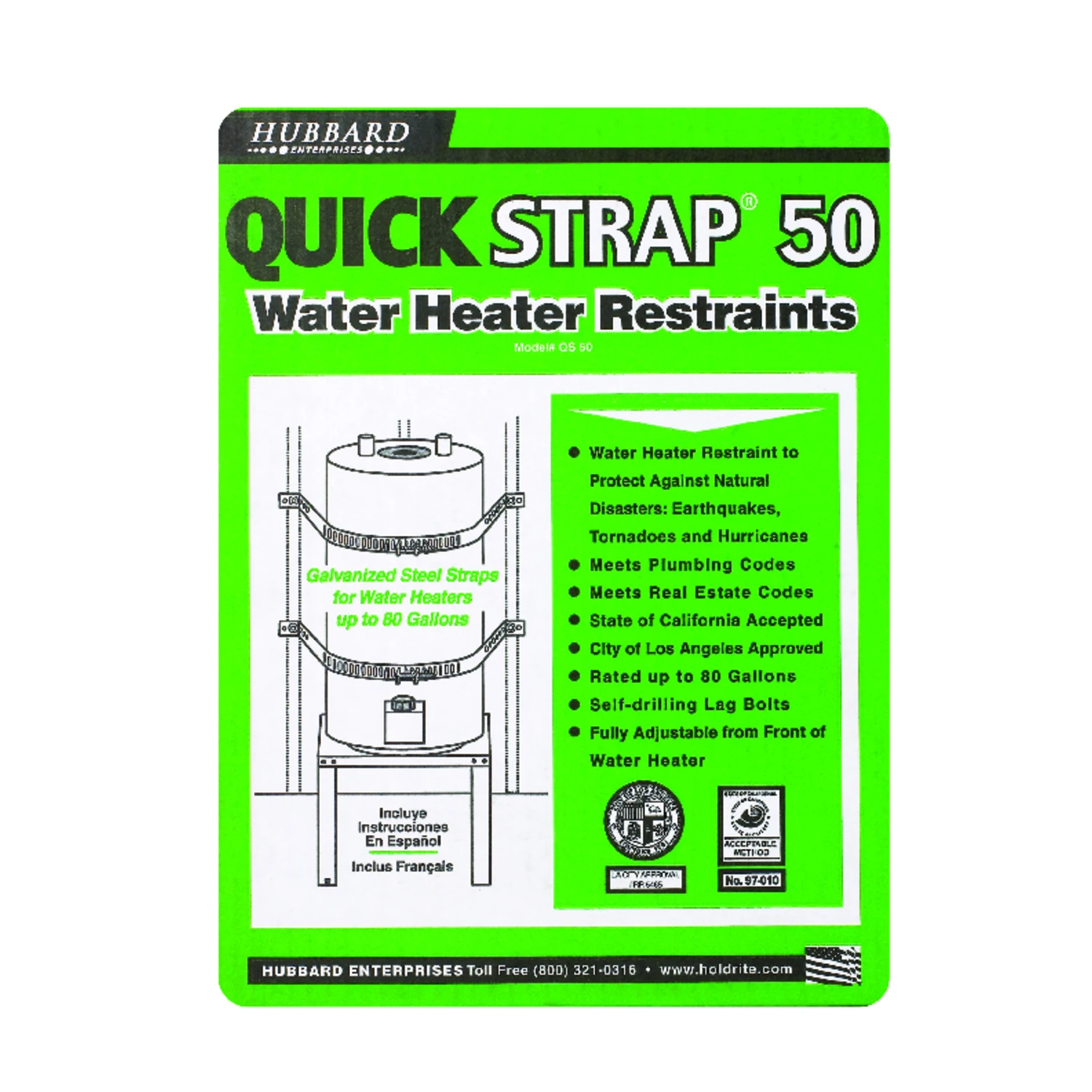 50 Gallon Water Heater Restraining Strap - Model Qs-50