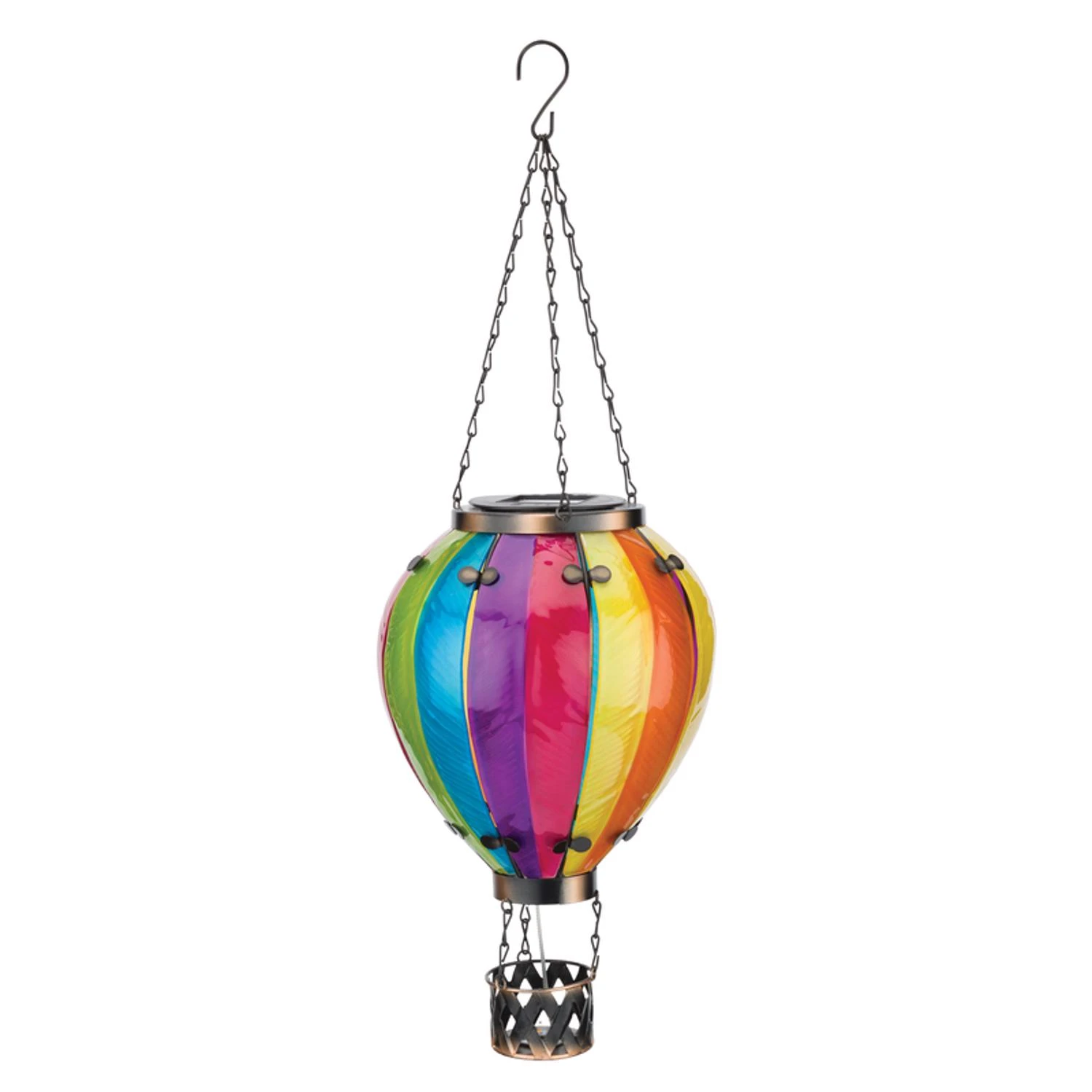23.5" Large Rainbow Hot Air Balloon Solar Lantern