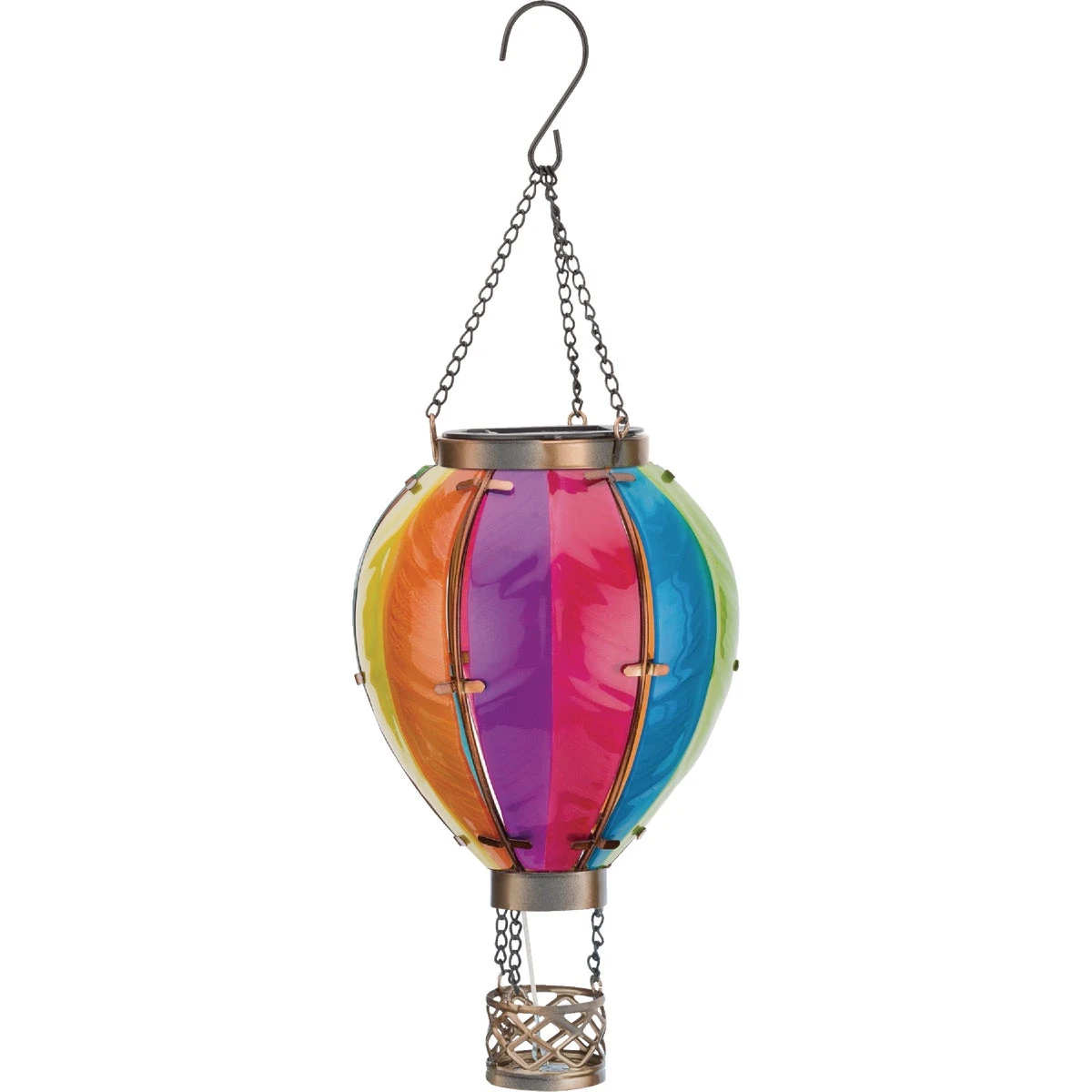 15" Small Rainbow Hot Air Balloon Solar Lantern - Led Lighted