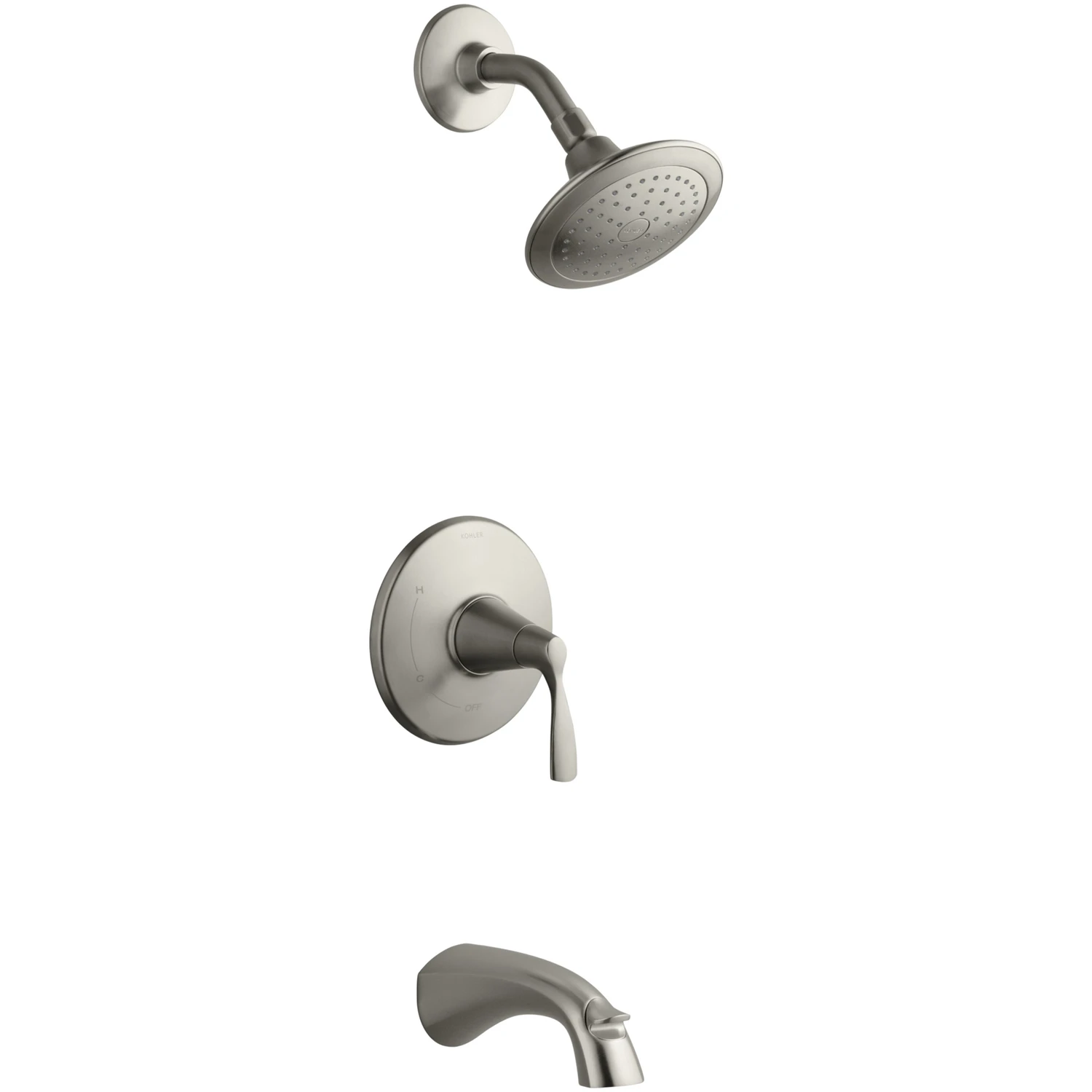 Mistos Single Lever Bath and Shower Faucet with Showerhead in Brushed Nickel Finish