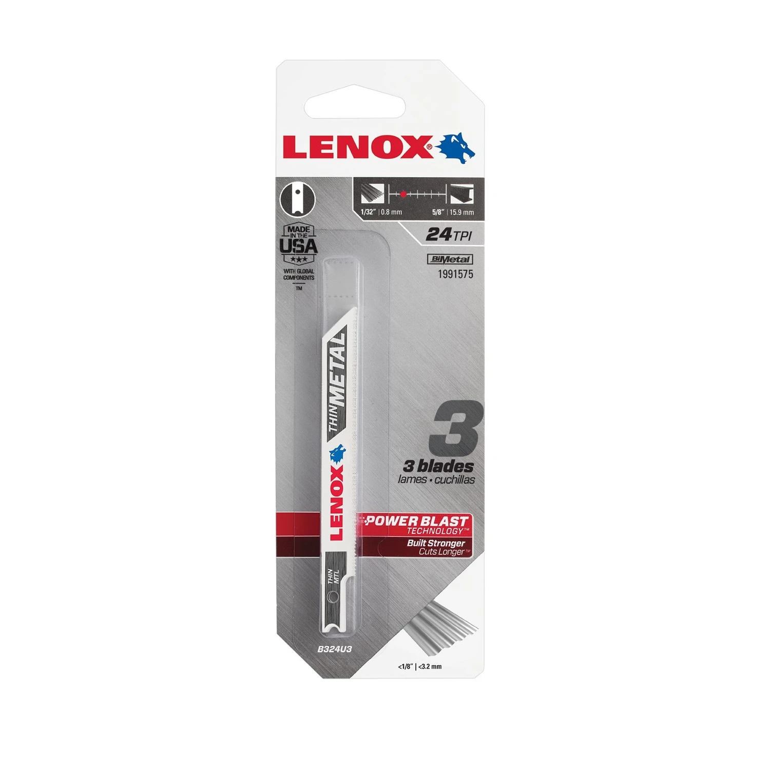 U-Shank Jigsaw Blade, 24 Tooth, 3-5/8 x 3/8-In., 3-Pk.