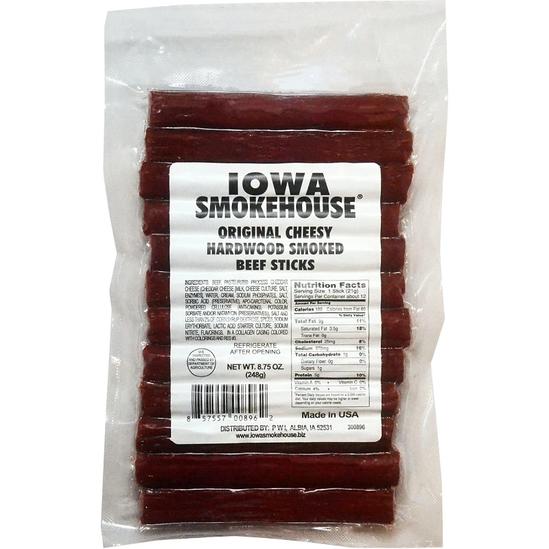 Hardwood Smoked Beef Sticks, Cheesy Original, 8.75-oz.