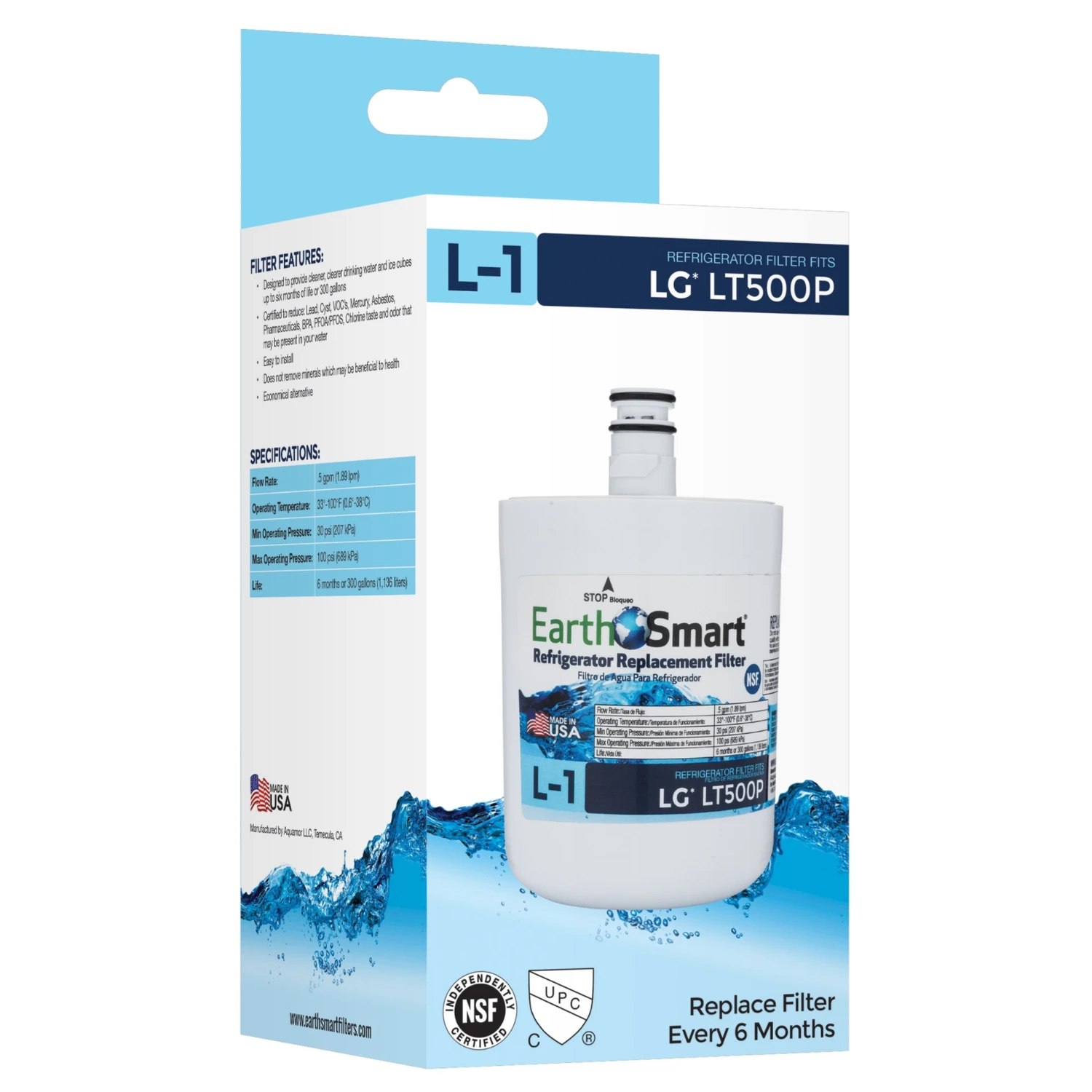 L1 Lg Icemaker & Refrigerator Water Filter Cartridge Lt500p