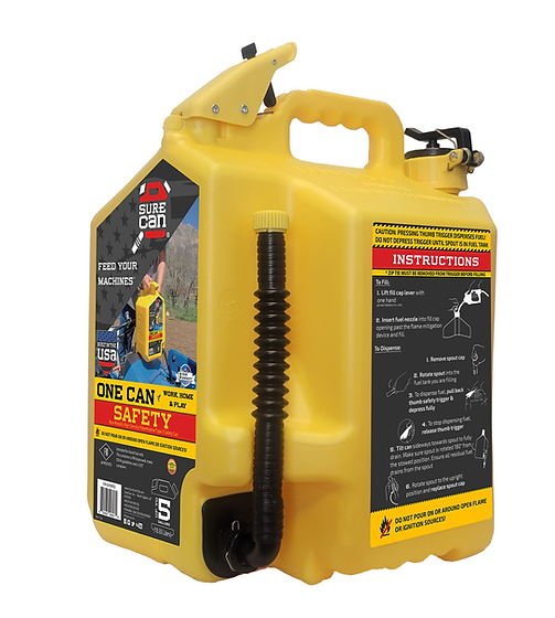 5 Gallon Plastic Diesel Safety Fuel Can With Flexible Spout, Yellow