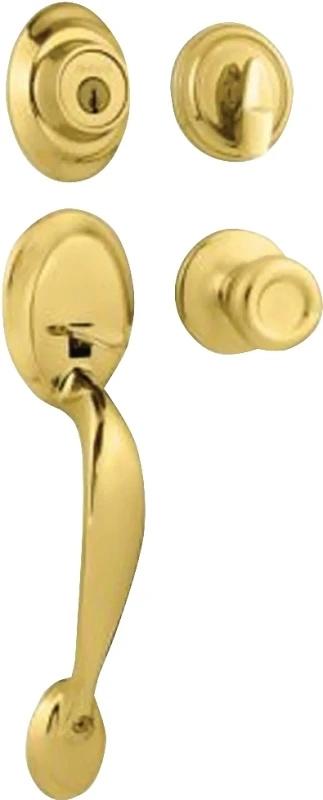 Polished Brass Dakota Handleset with Deadbolt Lock and Keyed Entry