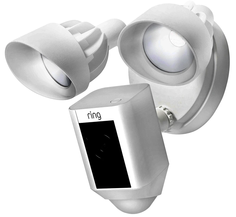 Floodlight Camera Hardwired Outdoor White Wi-fi Security Camera With Night Vision