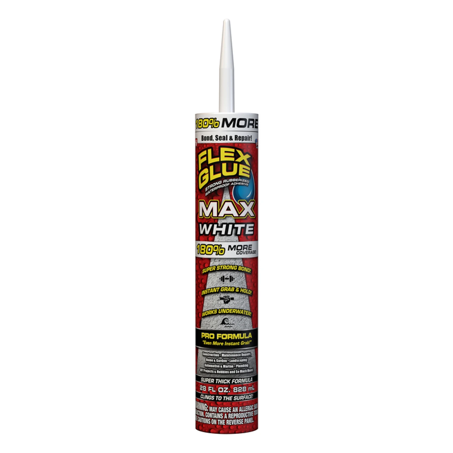 Flex Glue Max Extra Strength Rubber Adhesive 28 Oz Cartridge - Waterproof & Versatile
