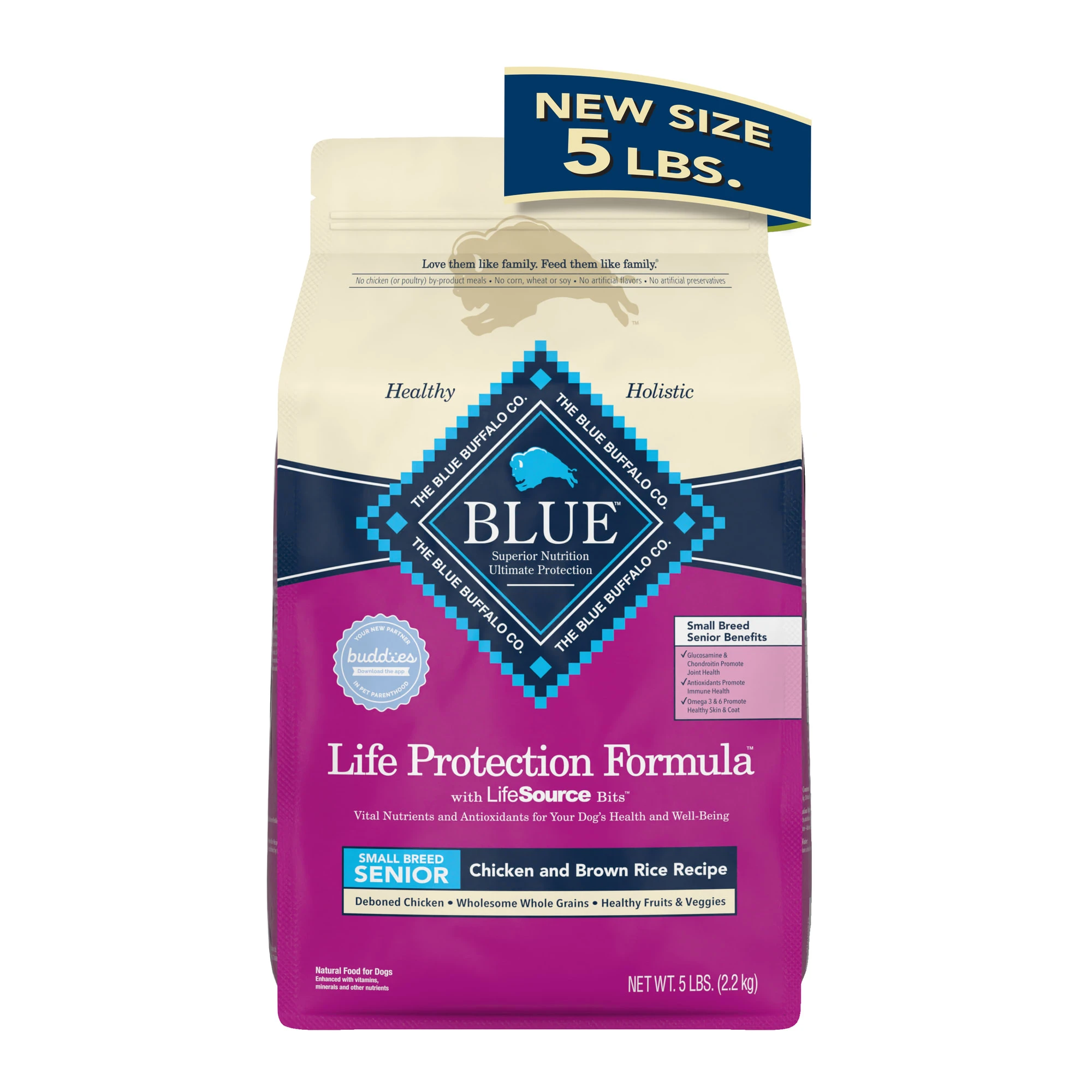 Senior Dry Dog Food with Chicken and Rice for Small Breed Dogs, 5 Pounds