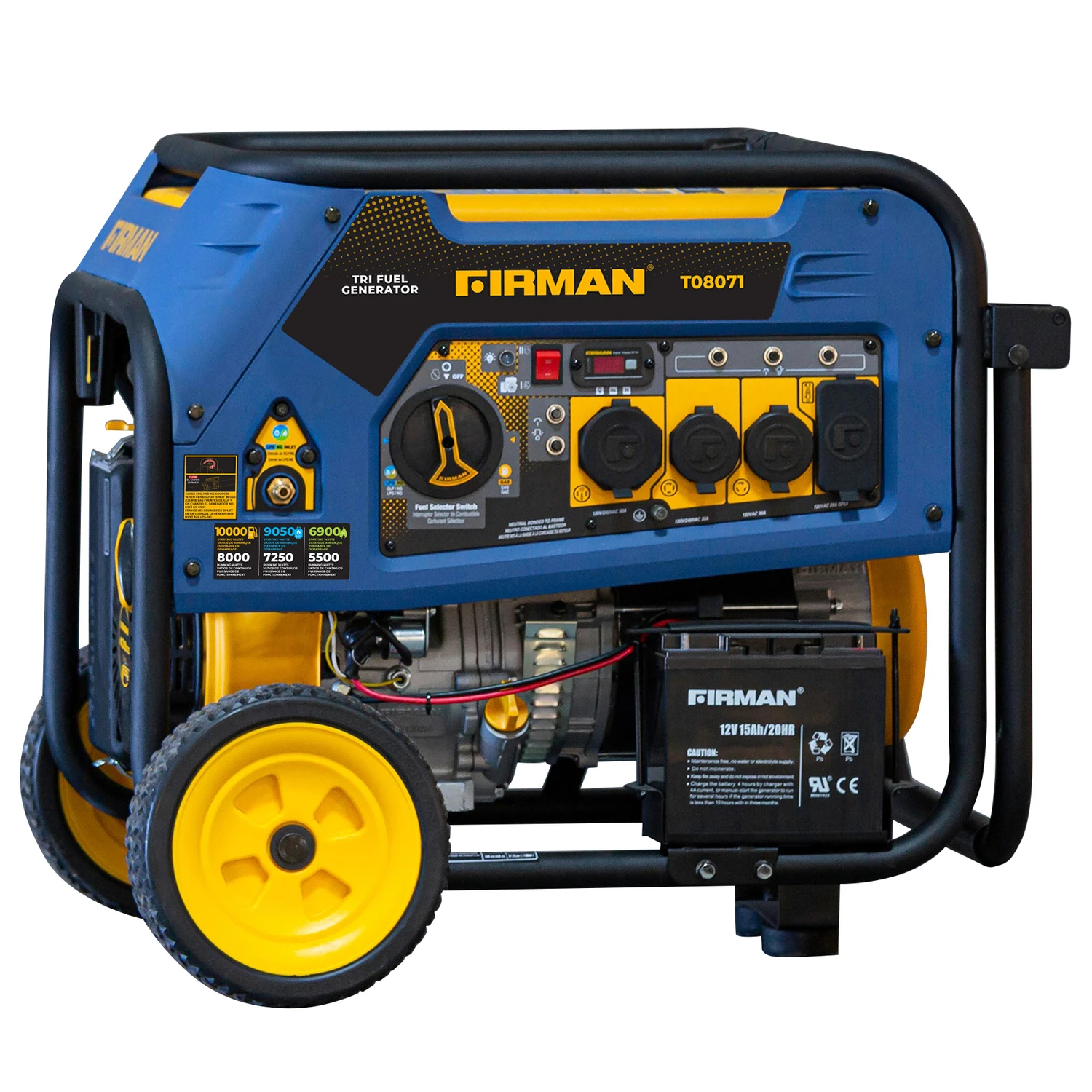 T08071 8000w Tri-fuel Portable Generator With Electric Start
